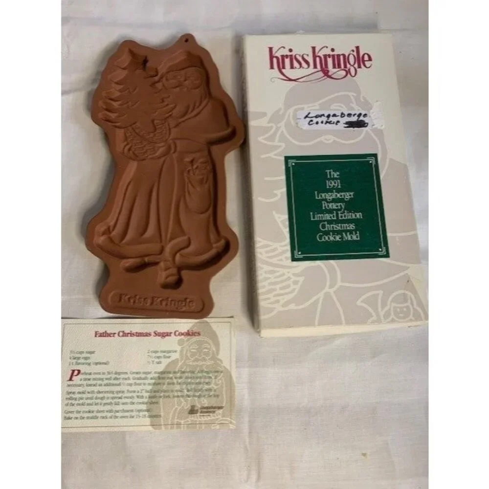 Longaberger Kriss Kringle Christmas Cookie Mold 1991 with Box/Recipe Card